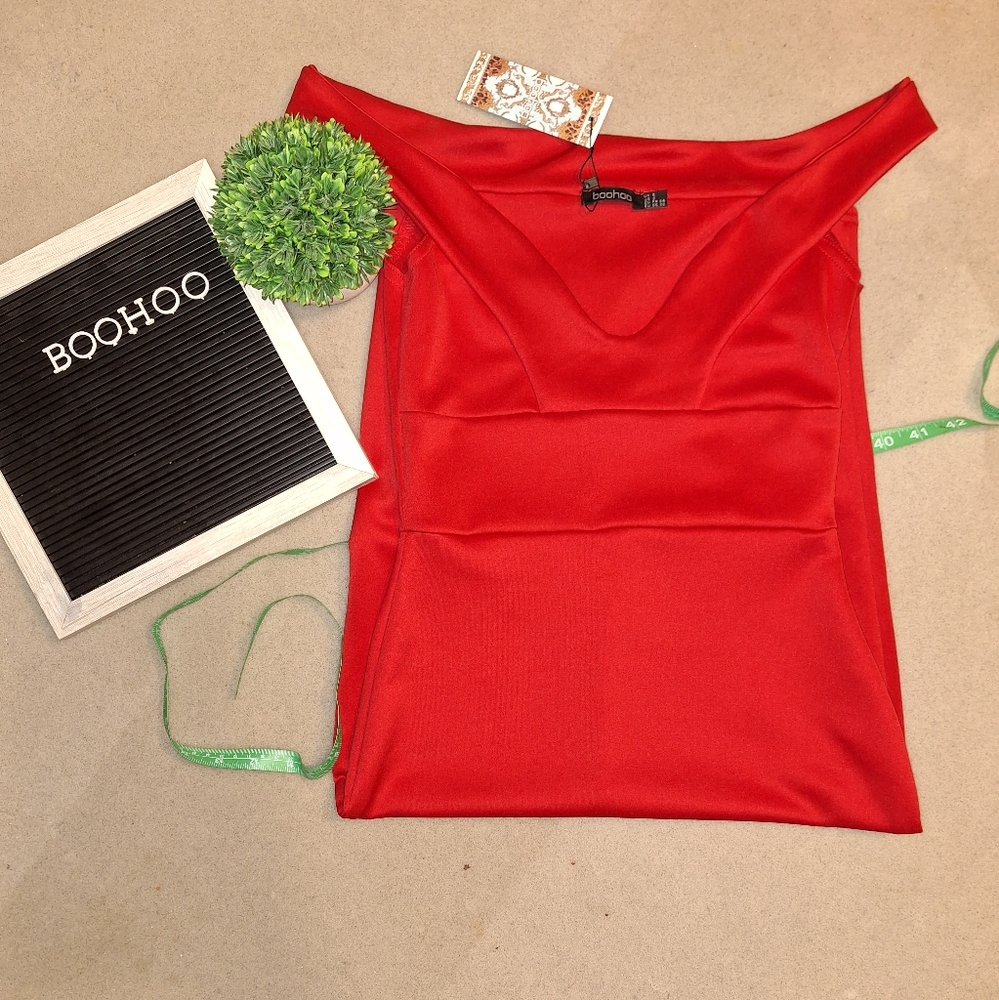 Petite Red Midi Dress | BooHoo
